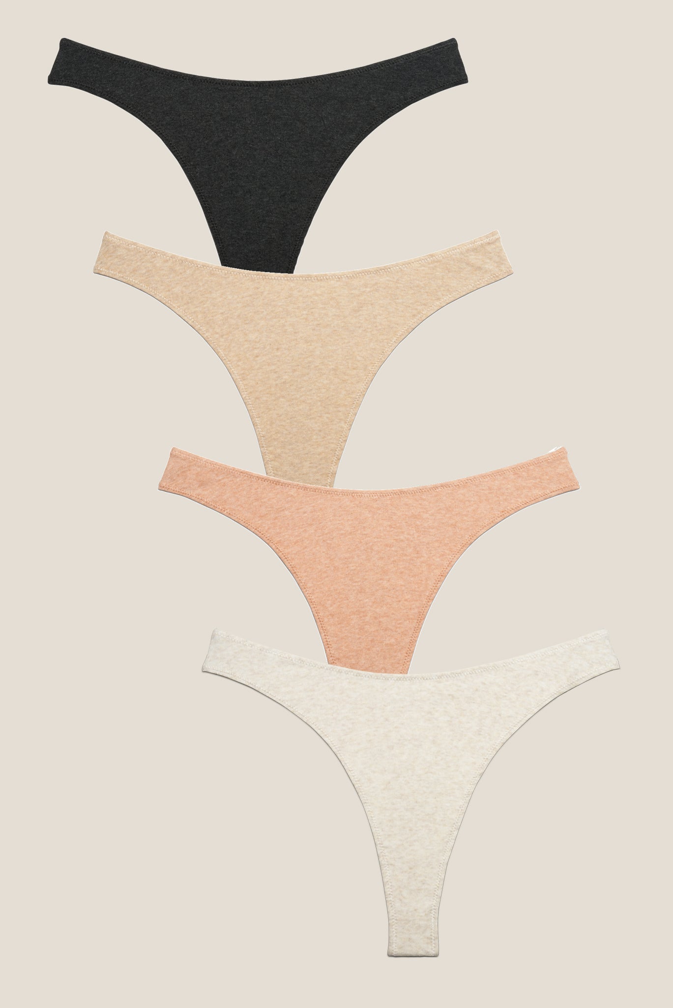 Hi~Thong Earth 4 Pack in Organic Cotton Rib - Tar, Nude, Sand & Bone