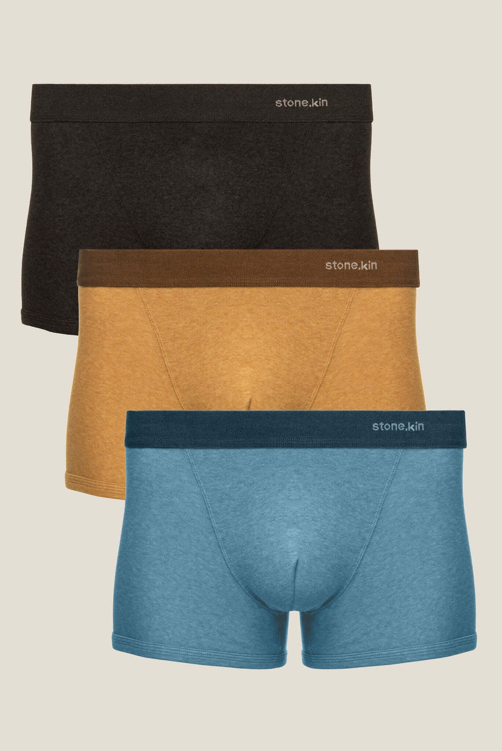 Boxer Brief 3 Pack in Organic Cotton / Tar, Camel & Lake
