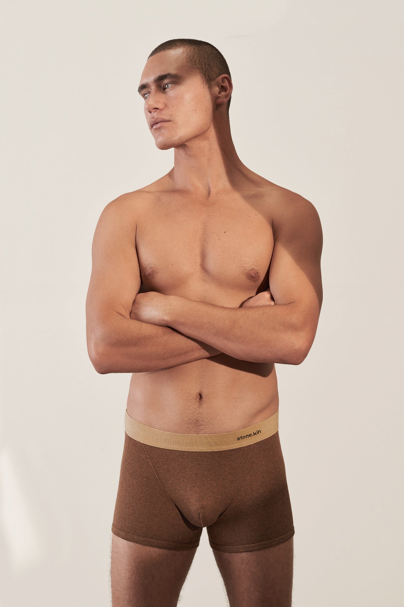 Organic Cotton Brown with Camel Boxer Brief by Stone.kin - Ultra-soft men's boxer brief providing ultimate comfort.