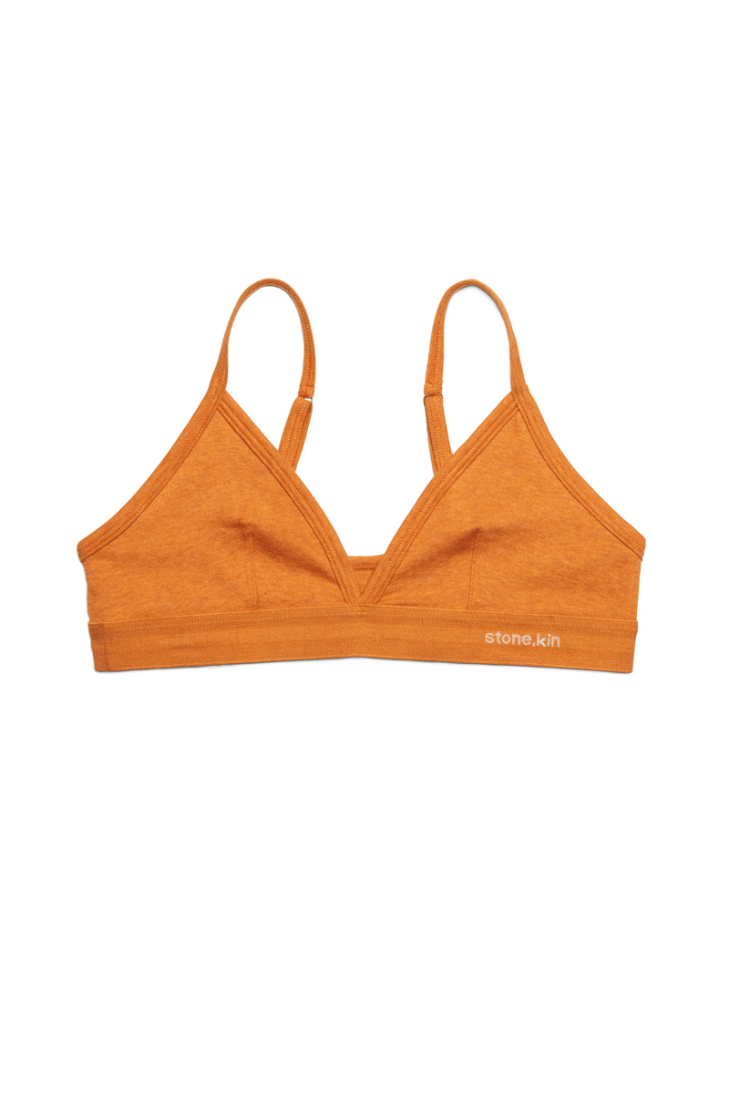 Brassière dos échancré en coton bio côtelé - Papaye