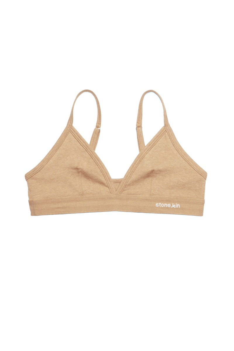 Brassière dos échancré en coton bio côtelé - Sable