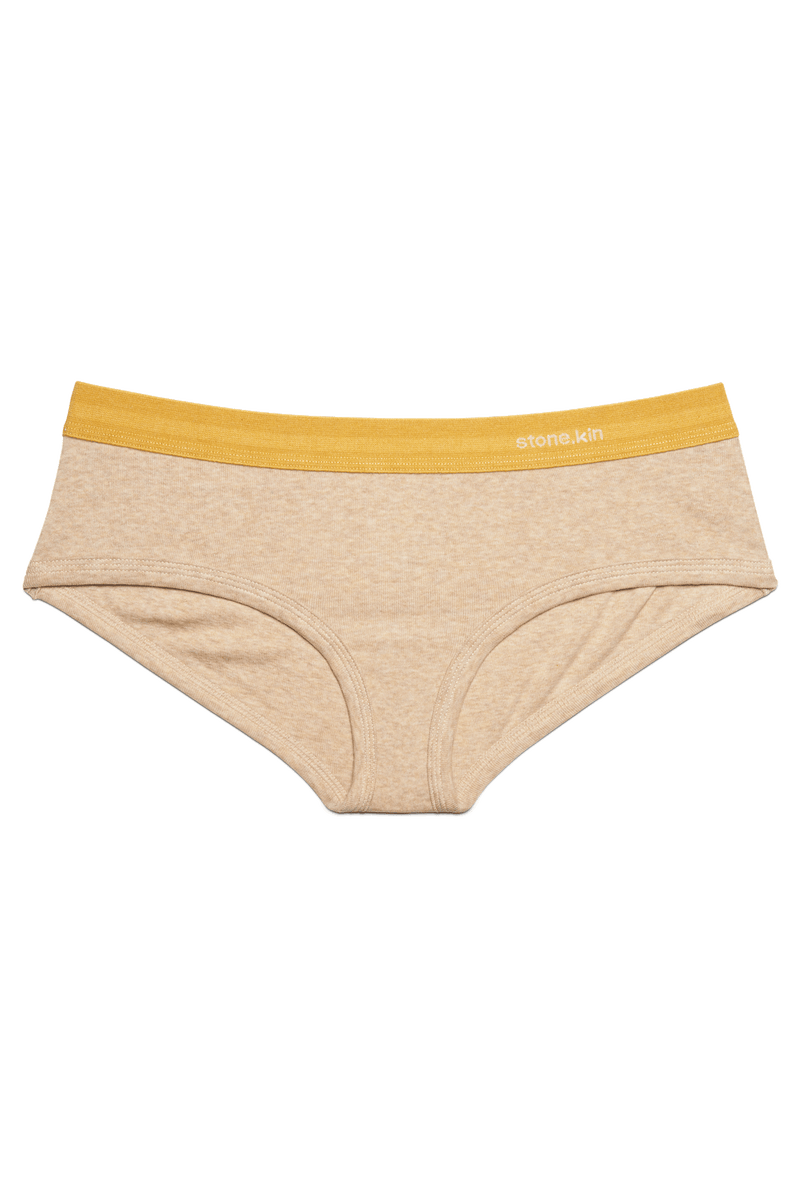 Women's Brief in Organic Cotton Rib - Sand / Mustard