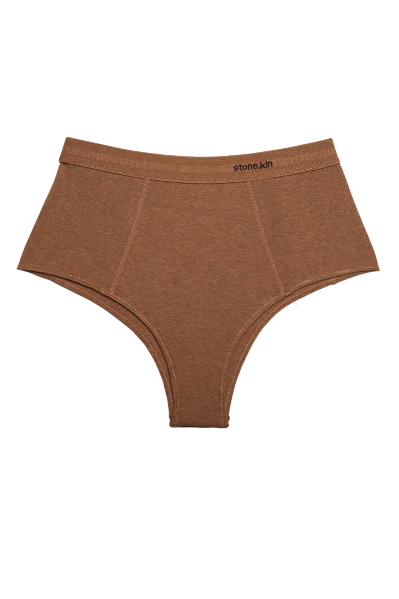 Hi Brief in Organic Cotton Rib - Brown