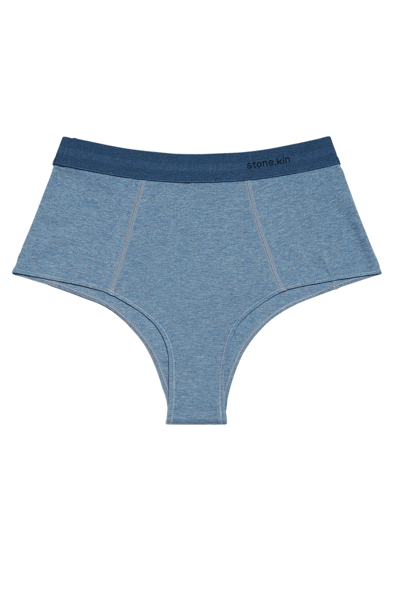 HI Brief in Organic Cotton Rib - Lake / Indigo