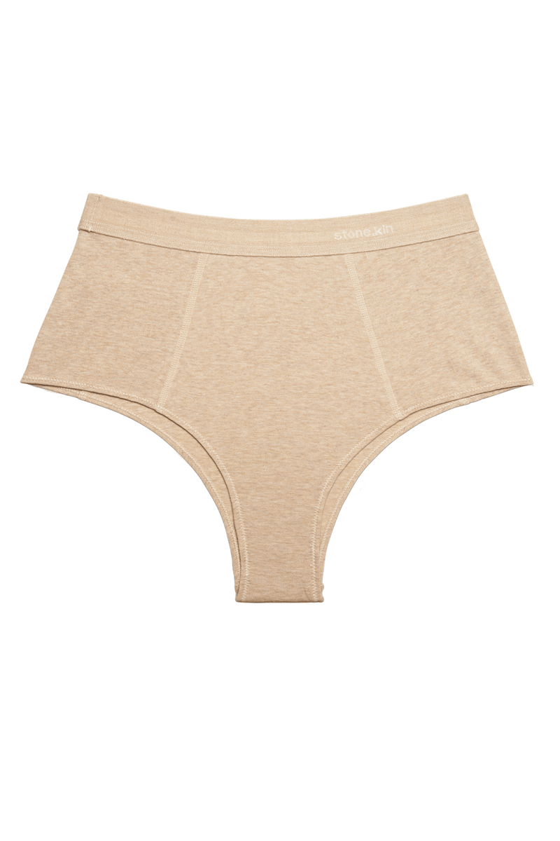 Hi Brief in Organic Cotton Rib - Sand