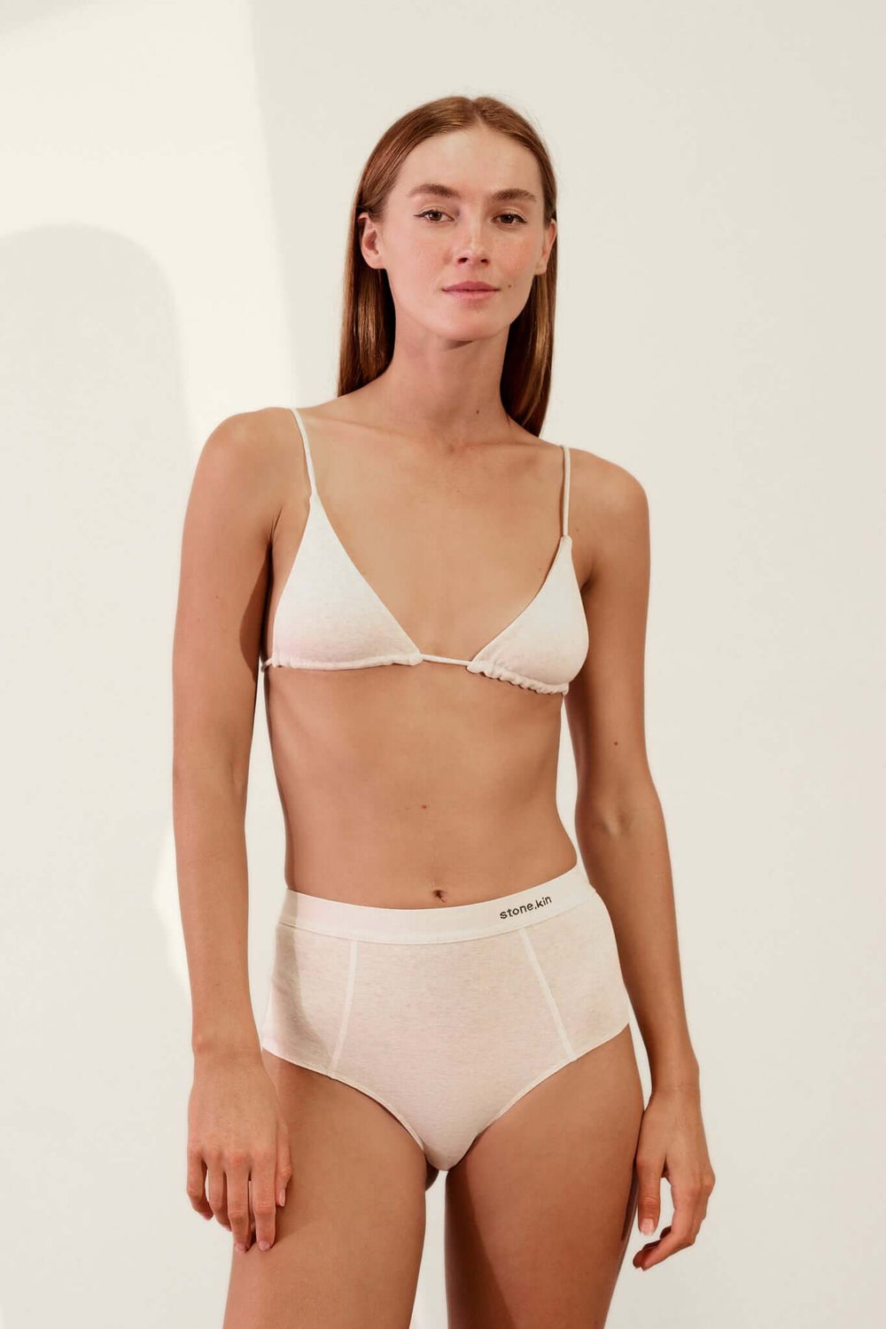 Brassière triangle en coton bio côtelé - Os