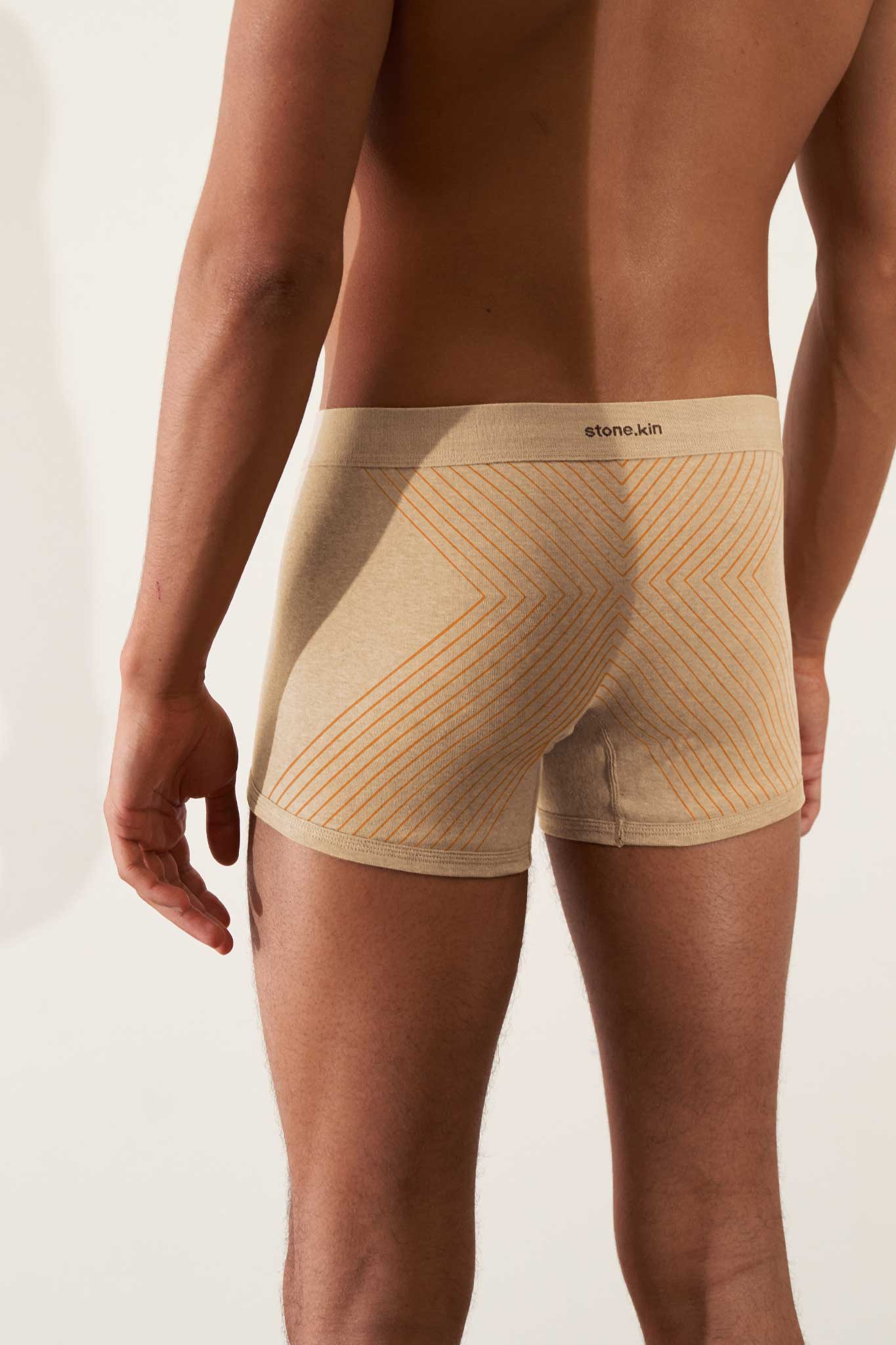 Boxer Brief in Organic Cotton Rib - Sand with Orange Cross