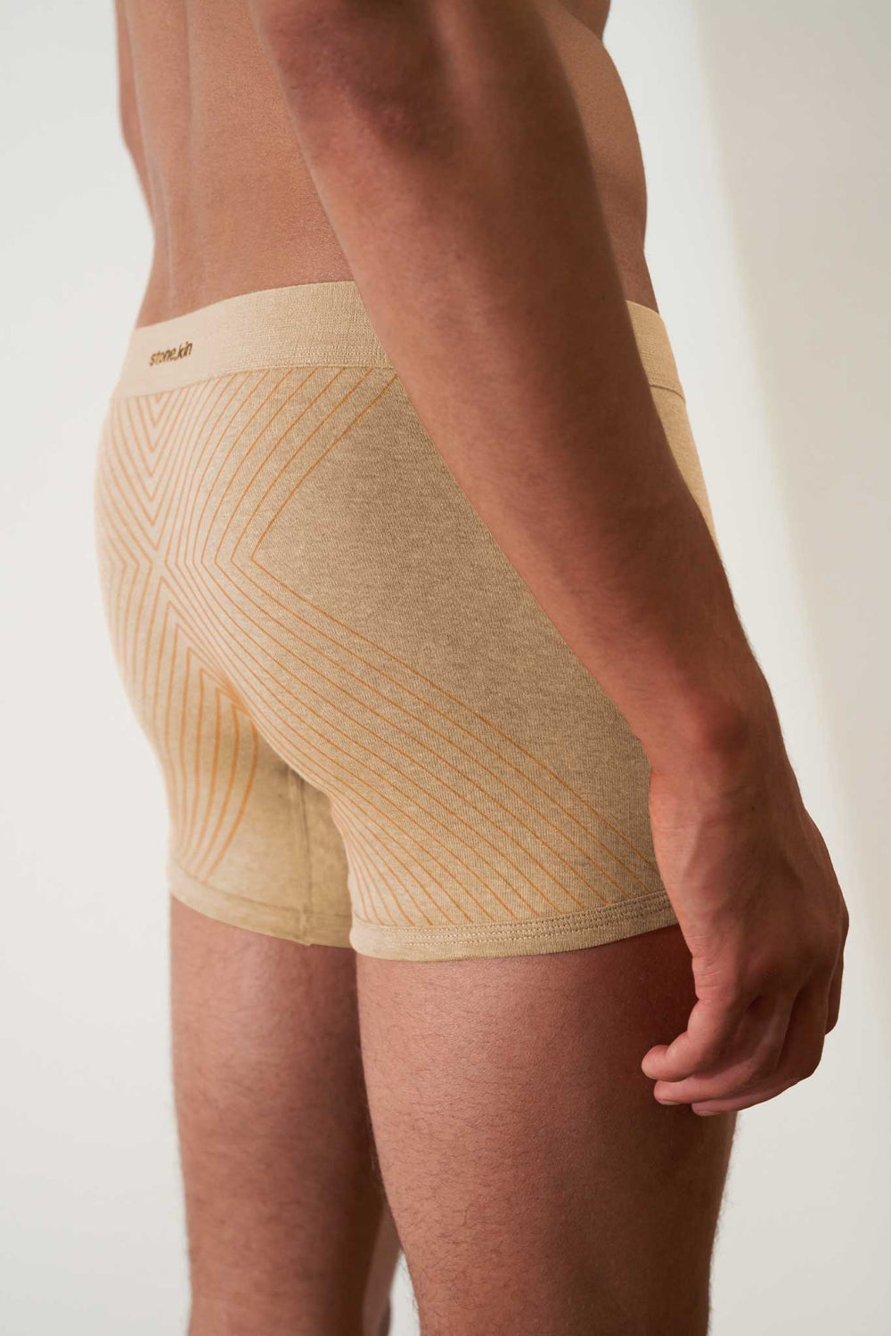 Boxer Brief in Organic Cotton Rib - Sand with Orange Cross