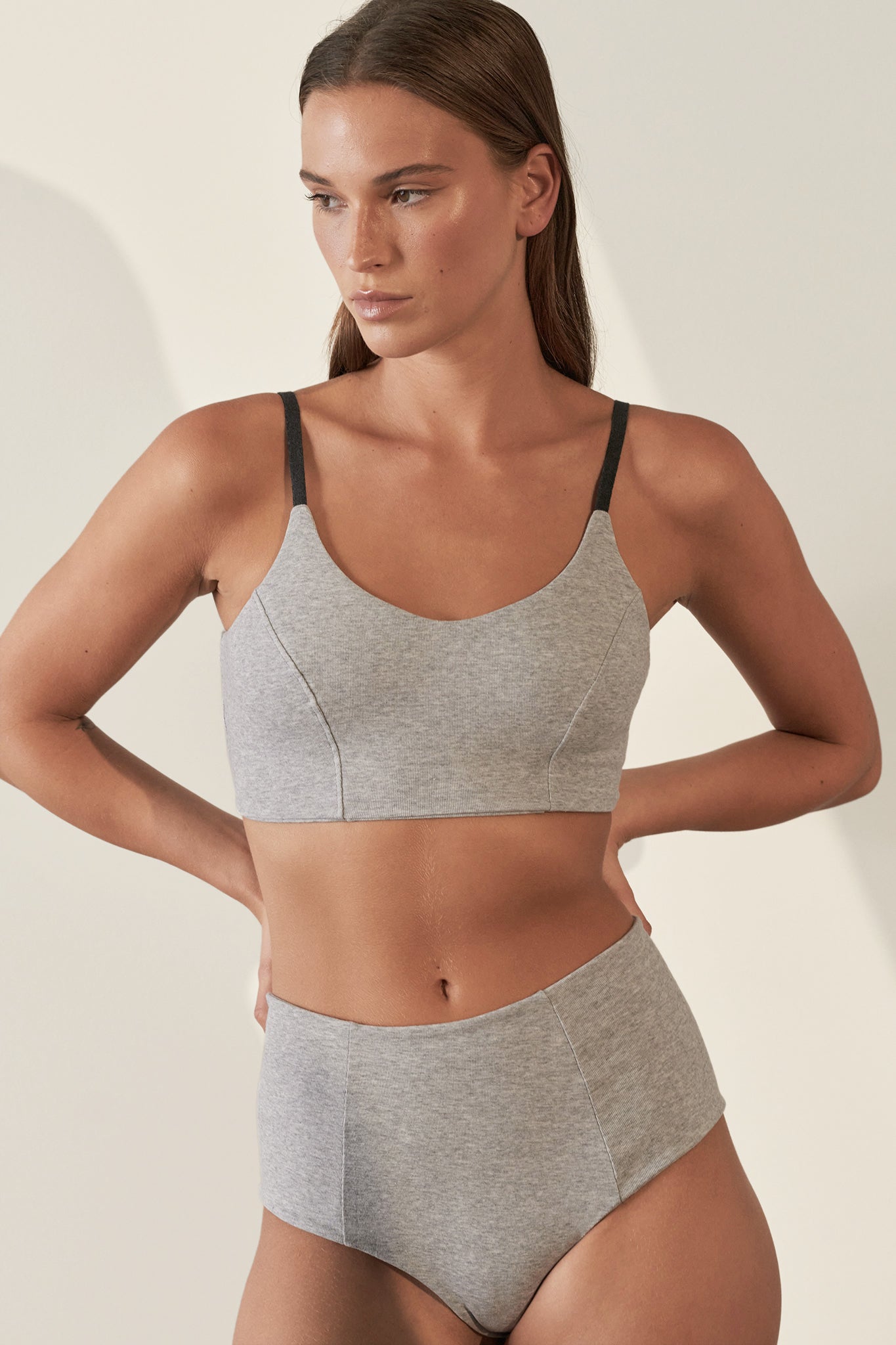 Contoured Crop Top Organic Cotton Rib / Stone