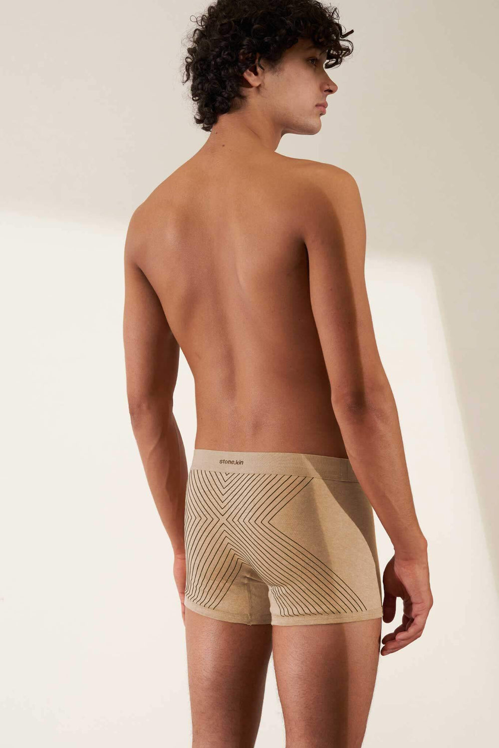 Boxer Brief in Organic Cotton Rib - Sand with Tar Cross