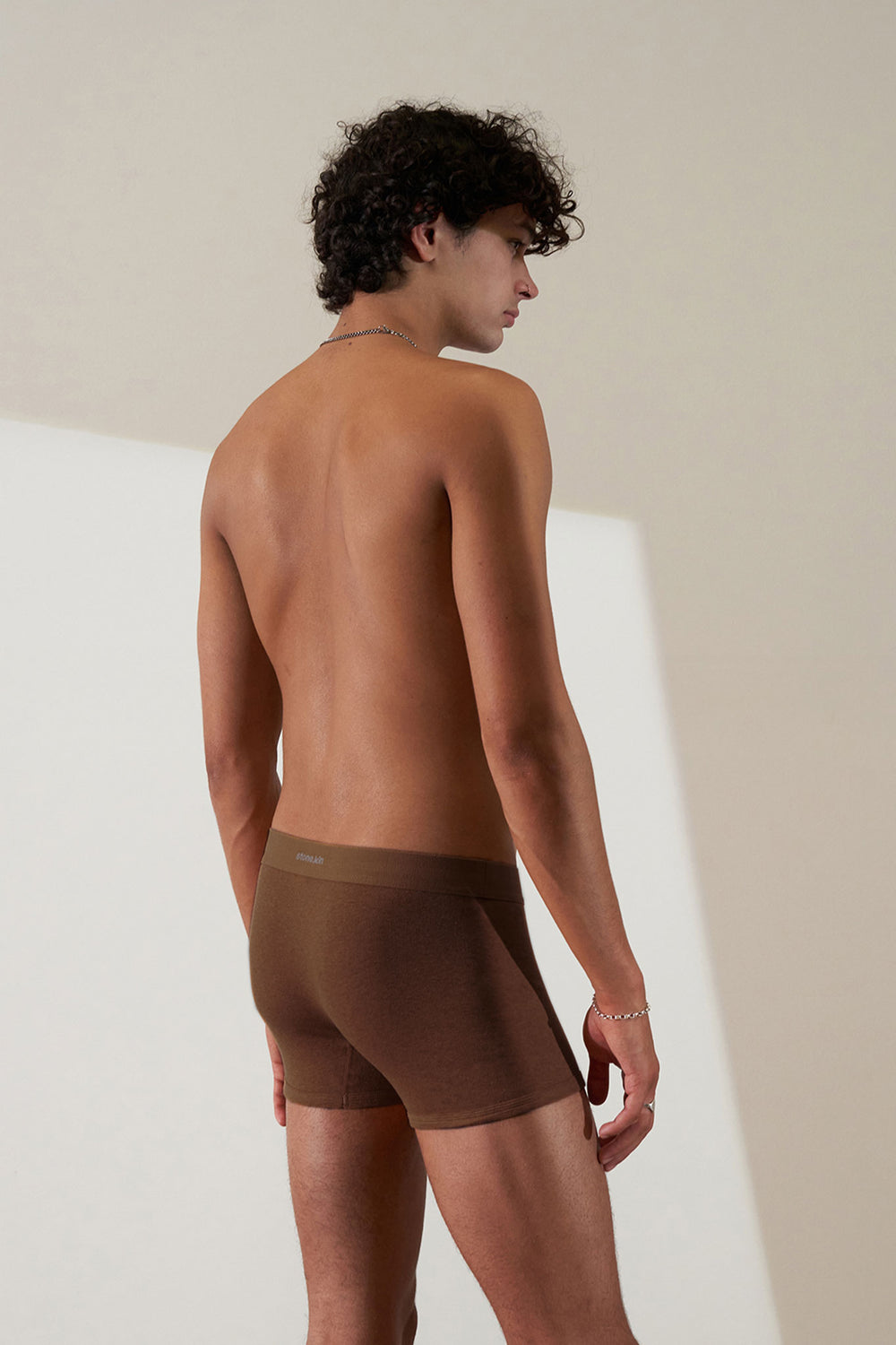 Boxer Brief in Organic Cotton Rib - Brown