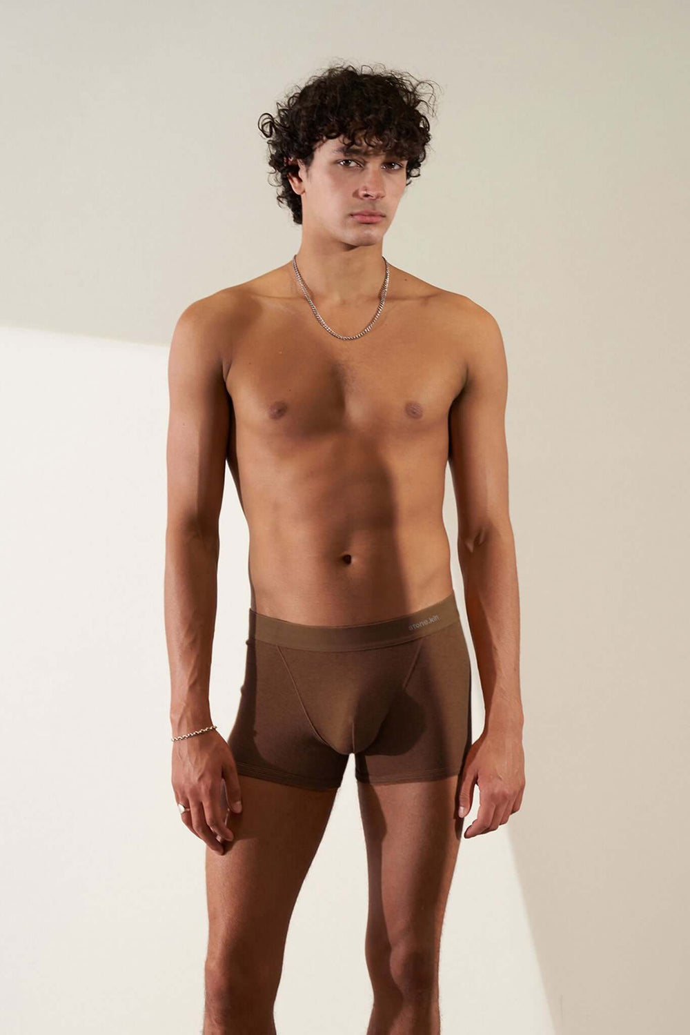 Boxer Brief in Organic Cotton Rib - Brown