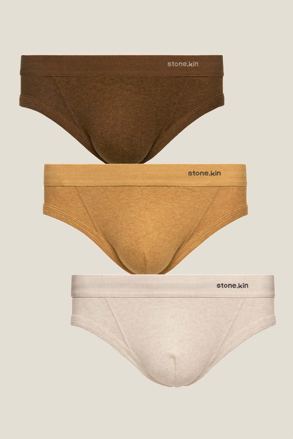 Men's Brief 3 Pack in Organic Cotton / Brown, Camel and Bone