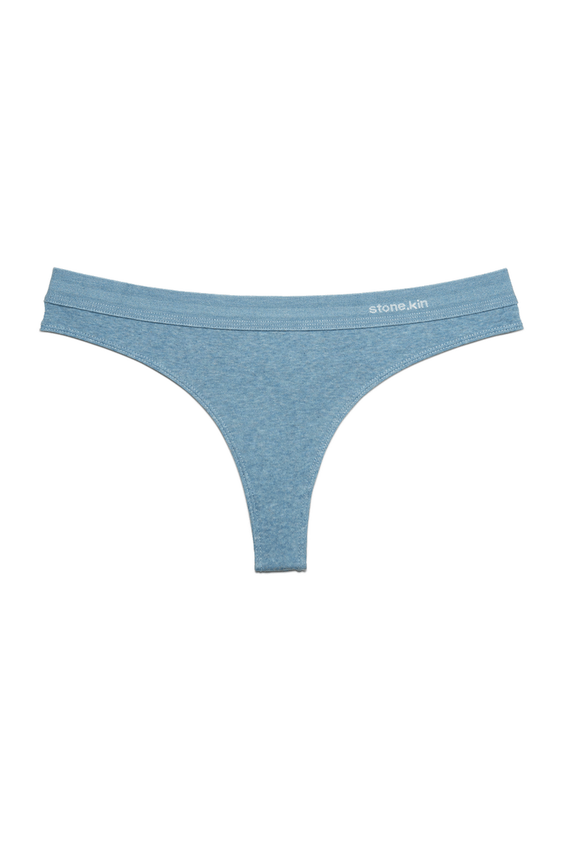Thong in Organic Cotton Rib - Lake