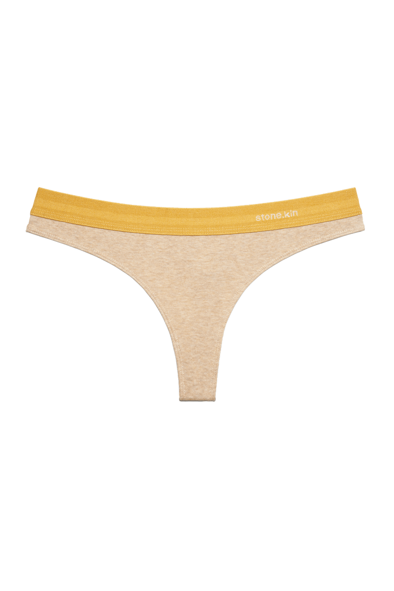 Thong in Organic Cotton Rib - Sand / Mustard