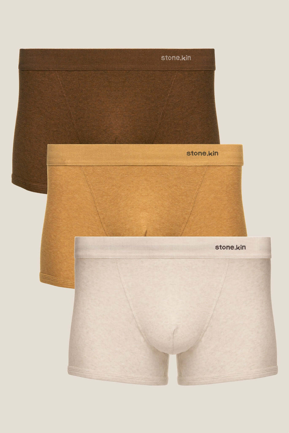 Boxer Briefs 3 Pack in Organic Cotton / Brown, Camel & Bone