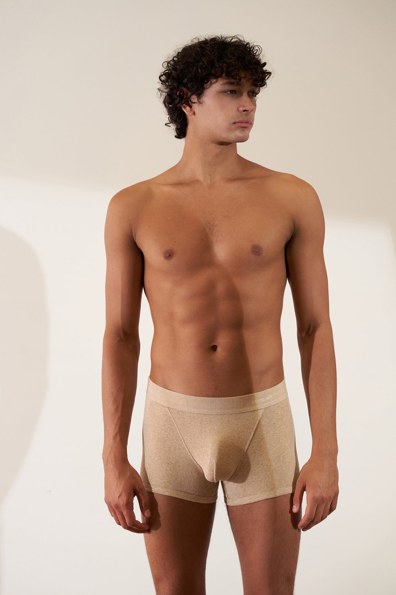 Organic Cotton Rib Sand Boxer Brief by Stone.kin - Ultra-soft men's boxer brief providing ultimate comfort.